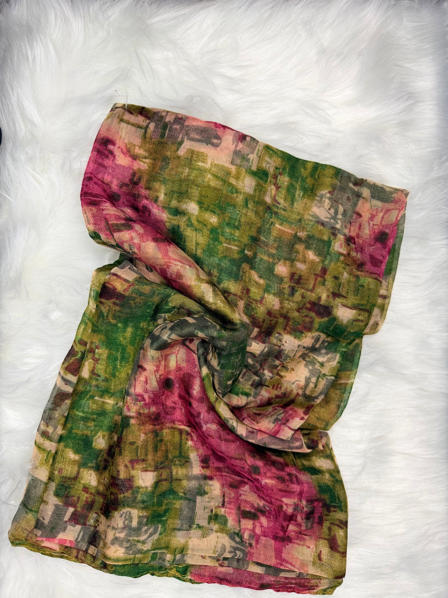 Hijab viscose imprimer Vert/ Rose