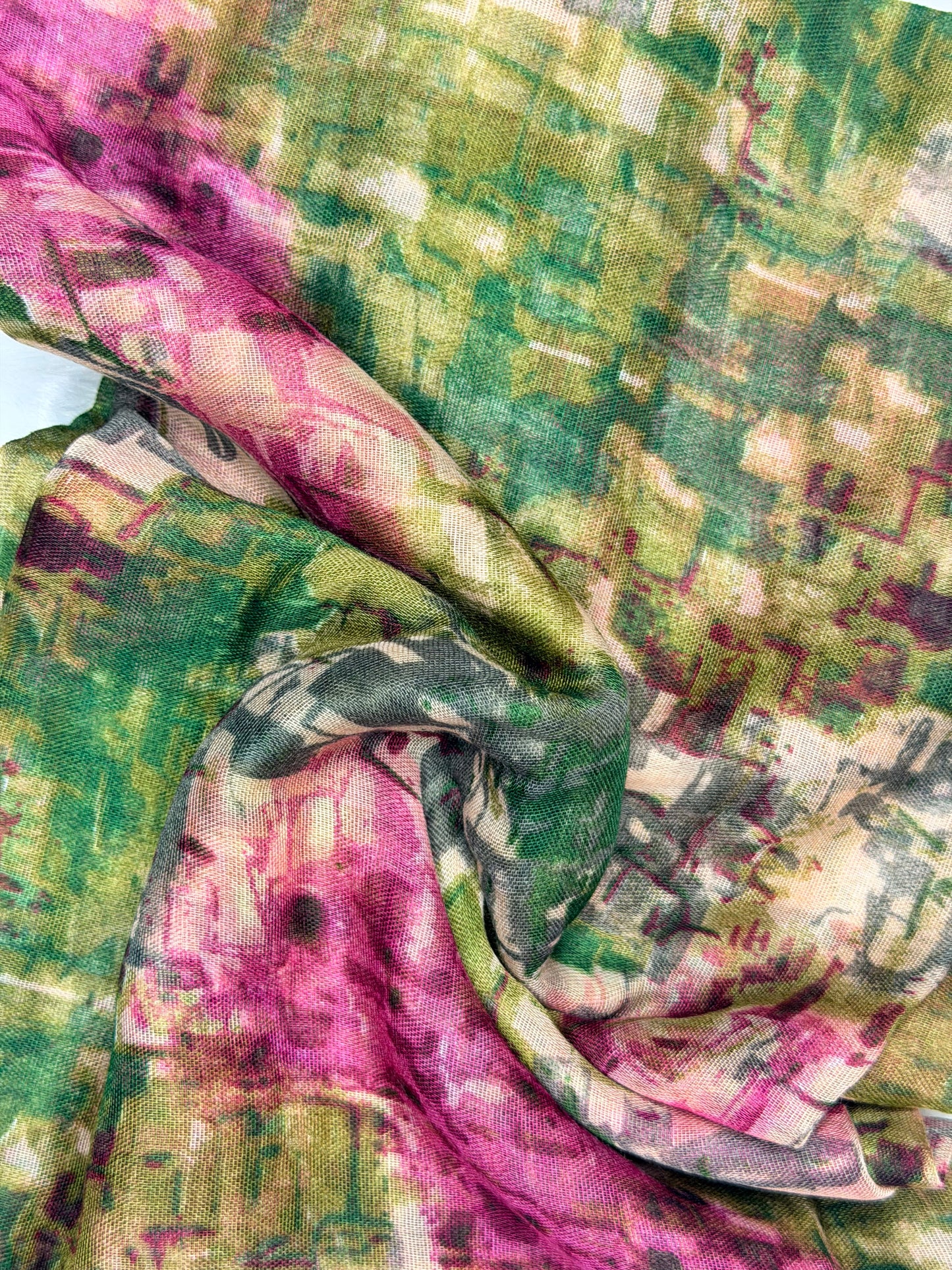 Hijab viscose imprimer Vert/ Rose